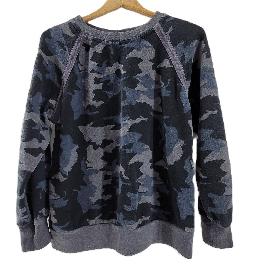 Prana Cozy Up Sweatshirt Women's M Camo Blue Black Gray Long Sleeve